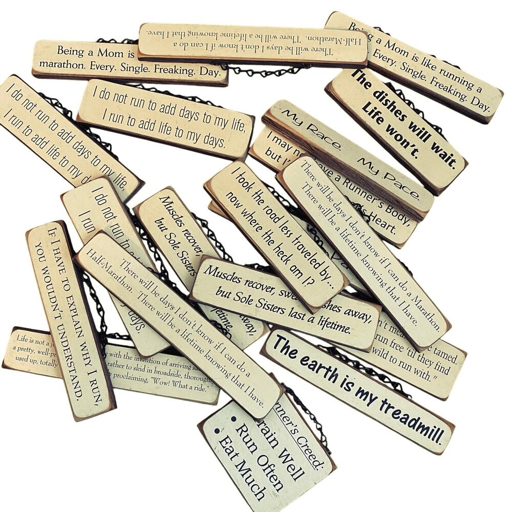Set 18 Mini Barn Wood Signs Running Quotes Motivational Wall Decor Rustic Gifts